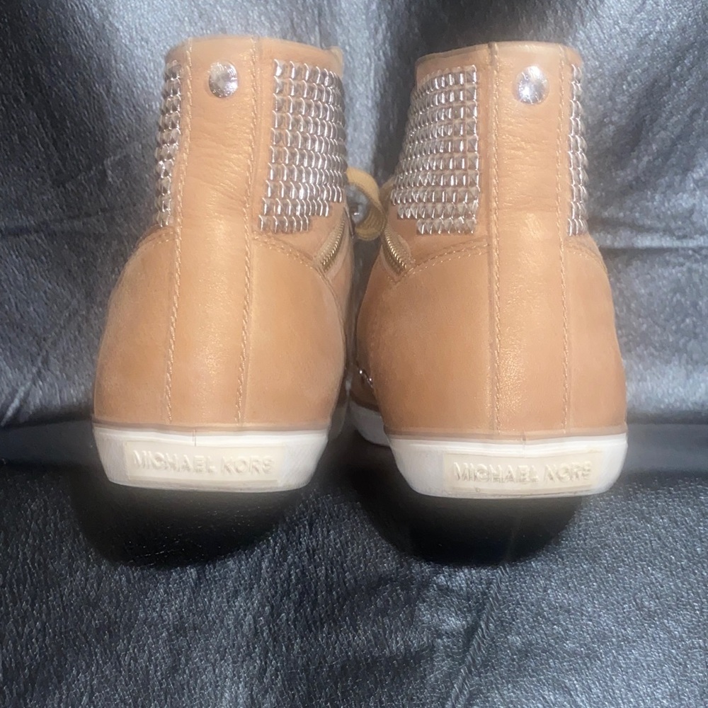 Michael Kors Brown High-Top Sneakers with Silver Studs - Picture 8 of 9